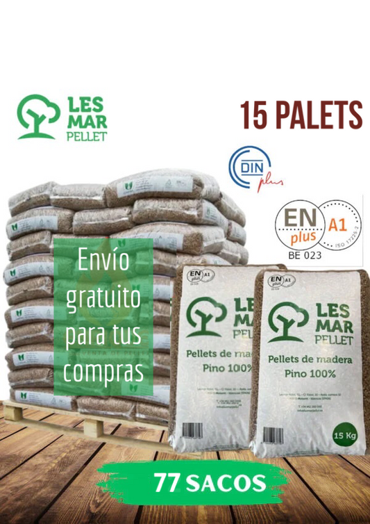 Lesmar pellet – 15 Palet de  4190 Sacos certificado ENPLUS 15Kg