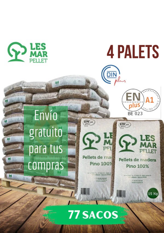 Lesmar pellet – 4 Palet de 308 Sacos certificado ENPLUS 15Kg