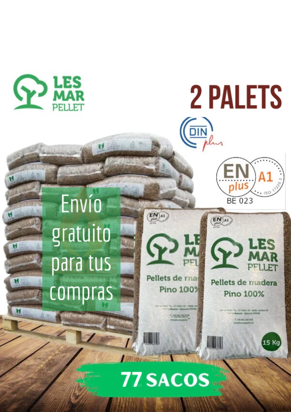 Lesmar pellet – 2 Palet de 154 Sacos certificado ENPLUS 15Kg